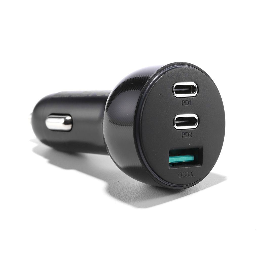Joyroom biloplader 70W med 3 porte: USB, 2x USB-C sort (JR-CL26)