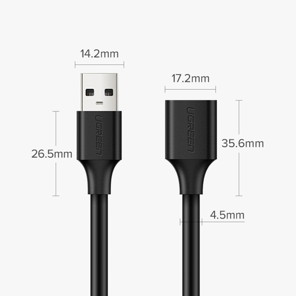 Ugreen USB-förlängningskabel USB-A hane till USB-A hona 1,5m svart