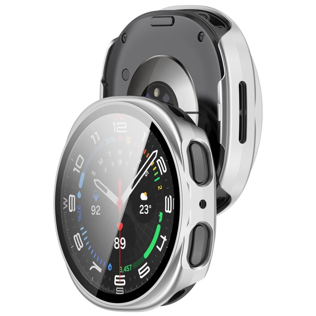 Samsung Galaxy Watch9 44mm Deksel med skjermbeskytter i glass - Sølv