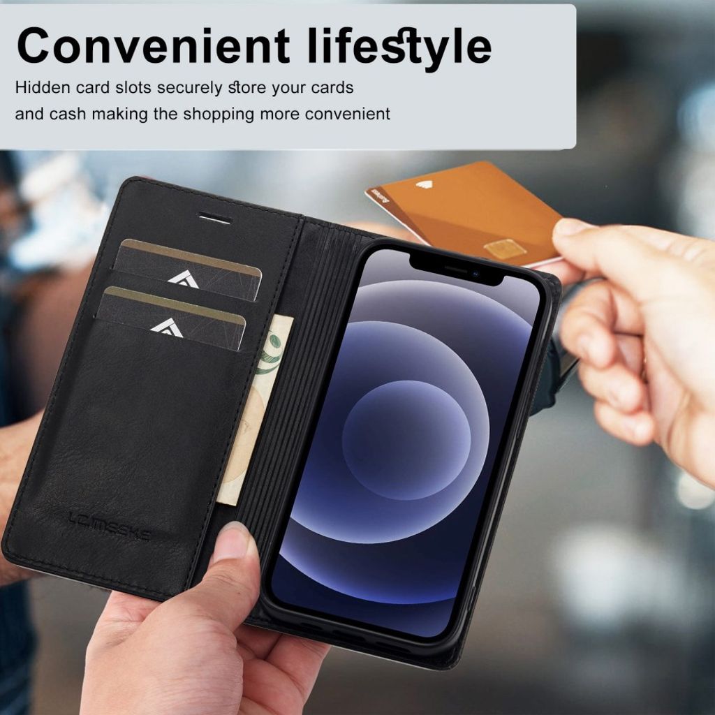 LC.IMEEKE iPhone 12 Mini Wallet Cover - Black