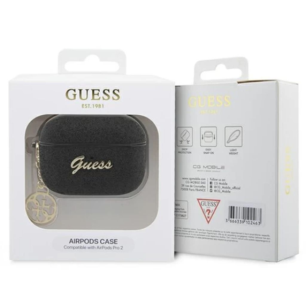 Guess Glitter Flake 4G Charm Etui till Airpods Pro 2 - Sort