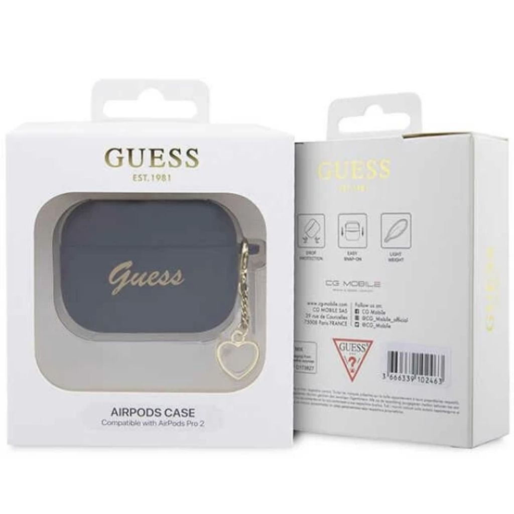 Guess Charm Heart Silikon Fodral till Airpods Pro 2 - Svart