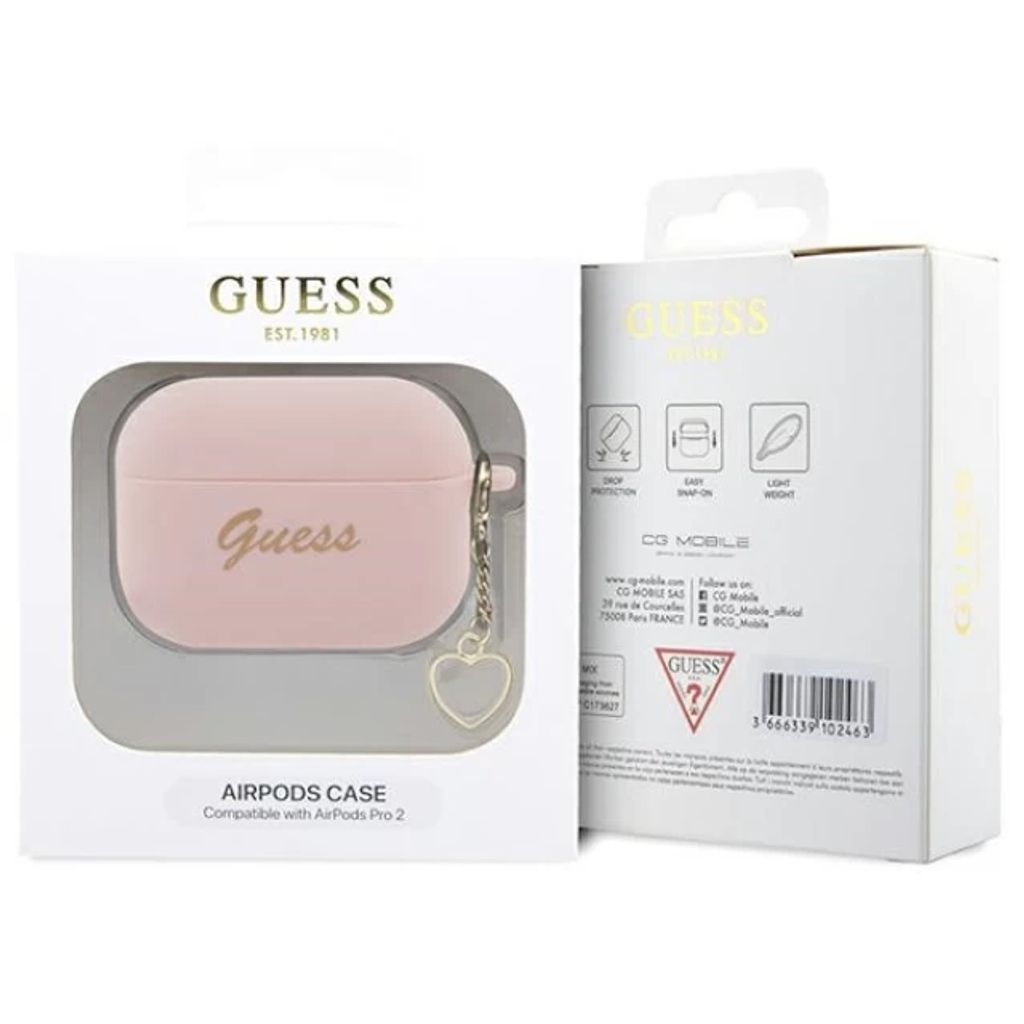 Guess Charm Heart Silikon Fodral till Airpods Pro 2 - Rosa