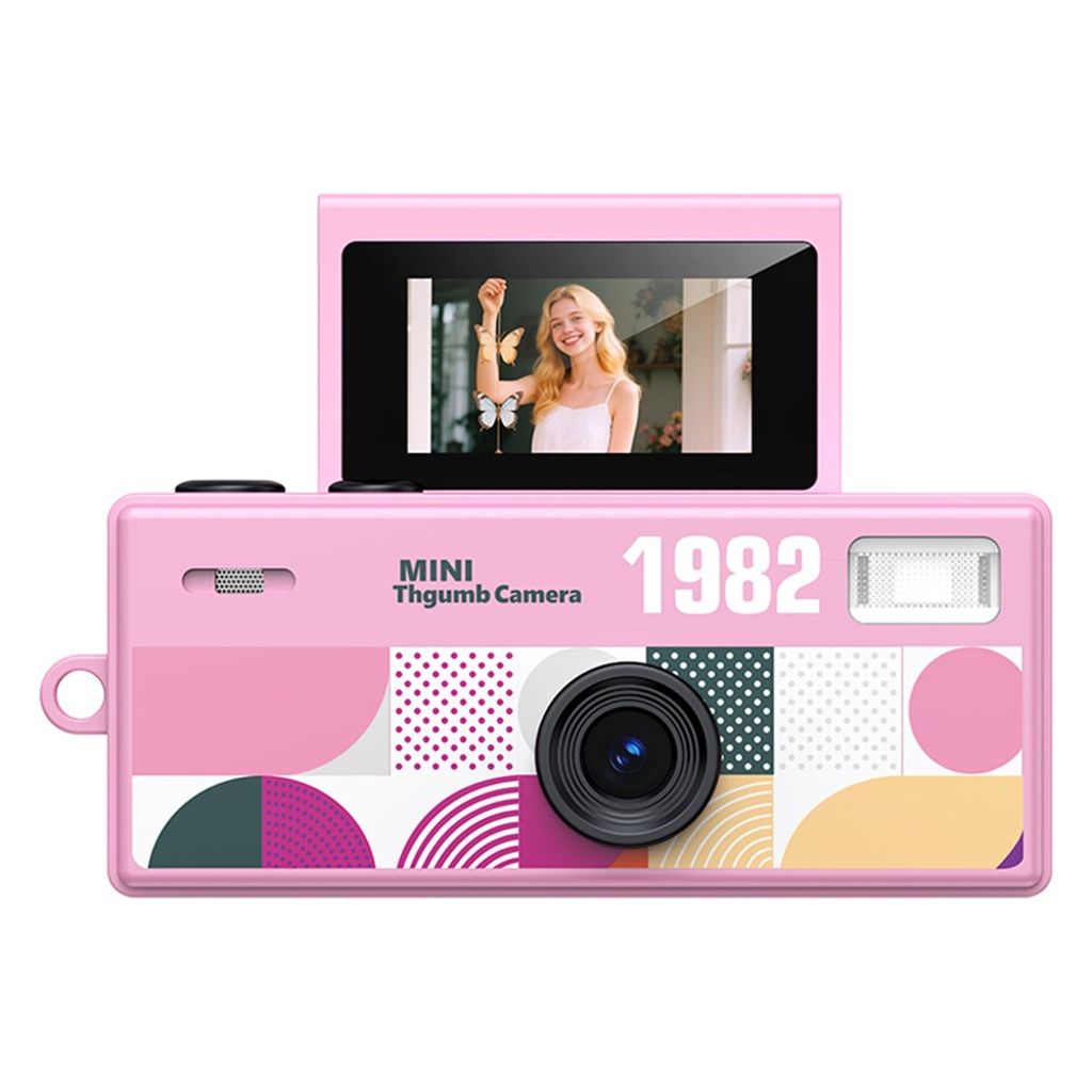 LK-030 Mini digitalkamera 720P HD med nyckelring och 0.96" display – Rosa