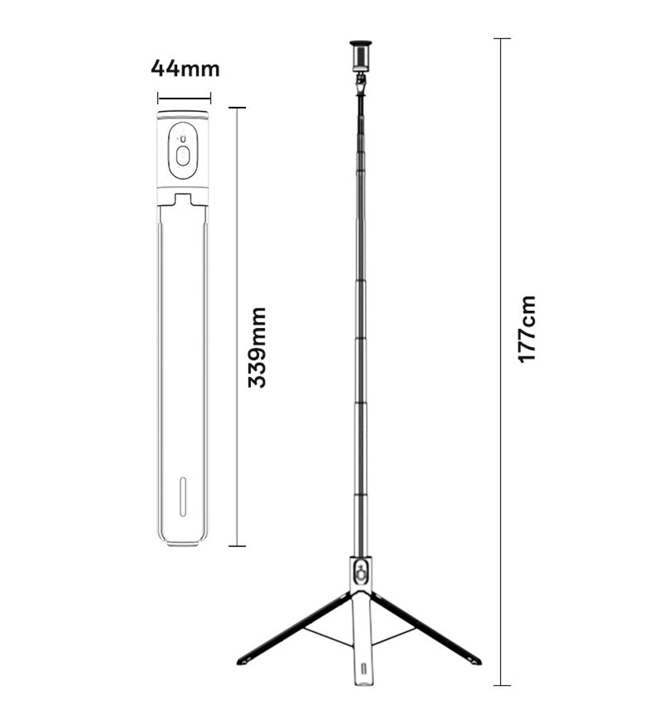 YESIDO SF30 Pop Up Tripod Udtrækkelig Selfiestang – 1,7 m