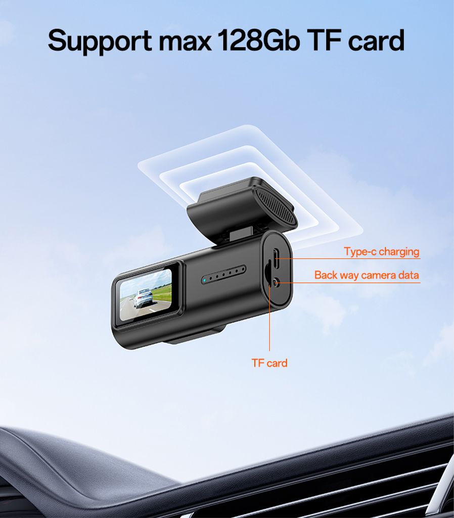 YESIDO KM21 Autokamera 1080P HD 145° Laajakulma – Musta