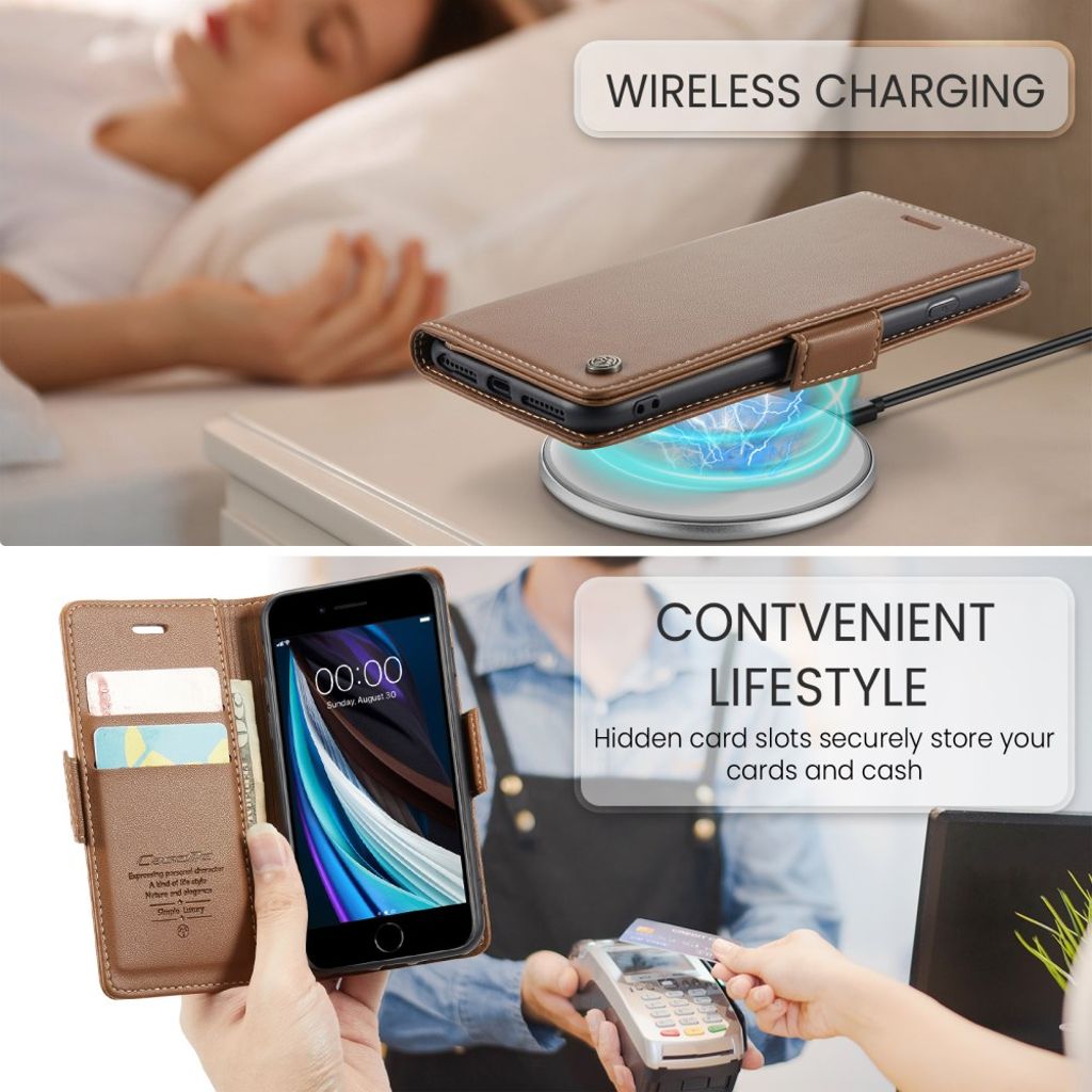 CASEME iPhone 6/6s/7/8/SE 2020/2022 Etui med Kortplads - Brun