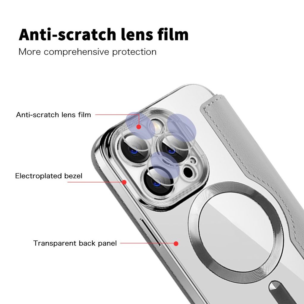 iPhone 14 Pro Pungetui MagSafe RFID-blokerende – Sølv