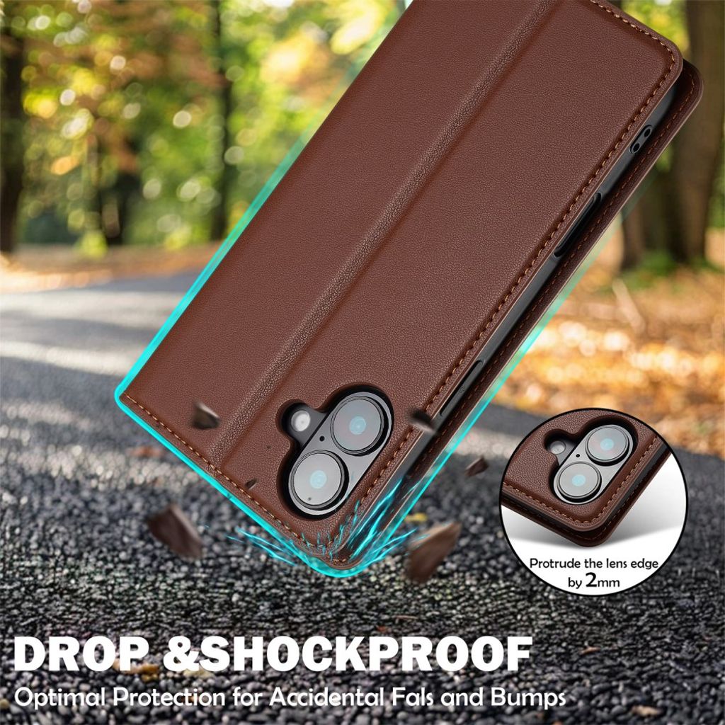 LC.IMEEKE iPhone 17 Wallet Cover - Brown