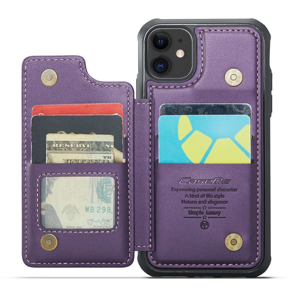 CASEME iPhone 11 Skal med 5 Kortfack - Lila
