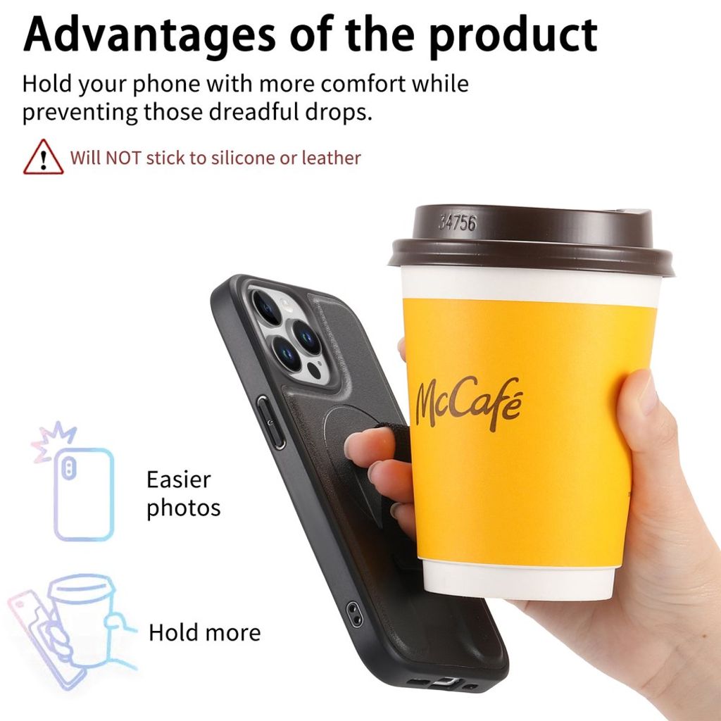 Caseneo iPhone 13 Pro Max MagSafe Wristband Case - Musta