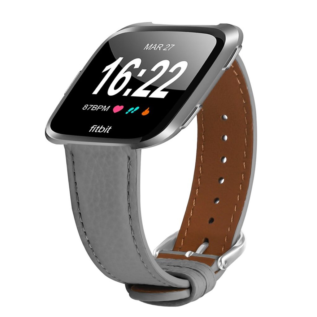 Fitbit Versa/Versa Lite/Versa 2 Urrem PU Læder – Grå