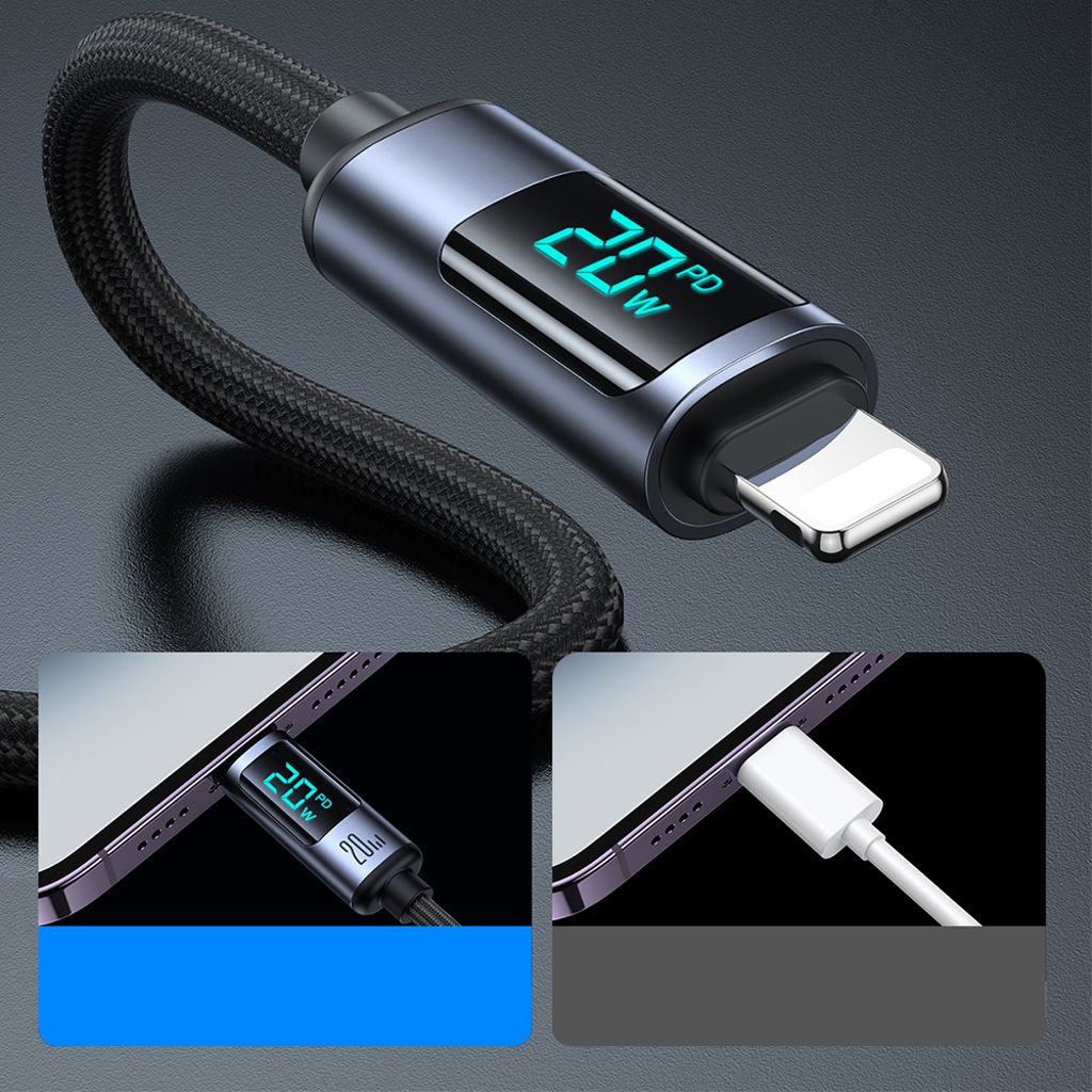 Joyroom Prism Series A16 Lightning / USB-C PD 20W 1,2m kabel - sort