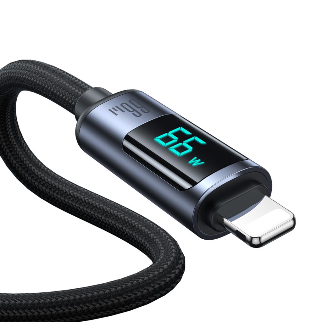 Joyroom Prism Series A16 USB-C / USB-A Kabel 66W 1.2m med LED-display – Sort