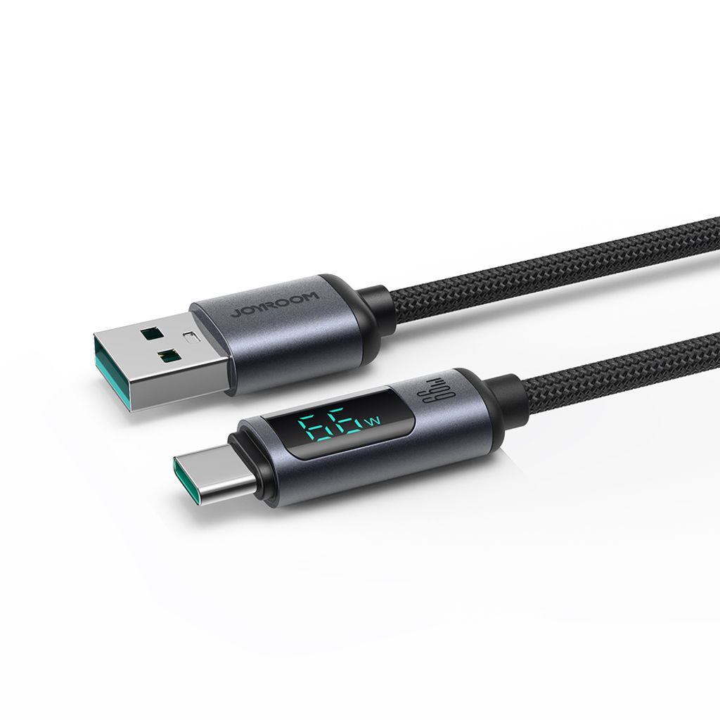 Joyroom Prism Series A16 USB-C / USB-A Kabel 66W 1.2m med LED-display – Sort