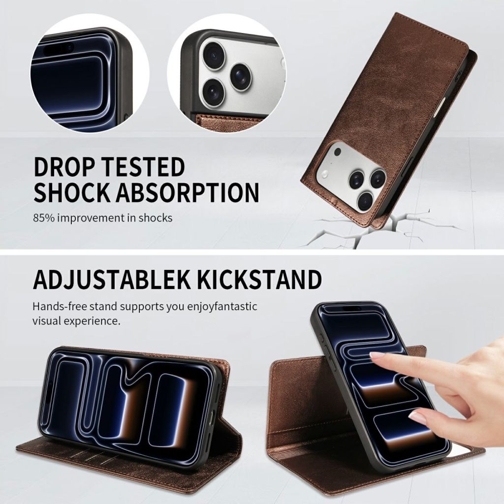 iPhone 18 Pro Max/17 Pro Max Irrotettava MagSafe-lompakkokotelo - Ruskea