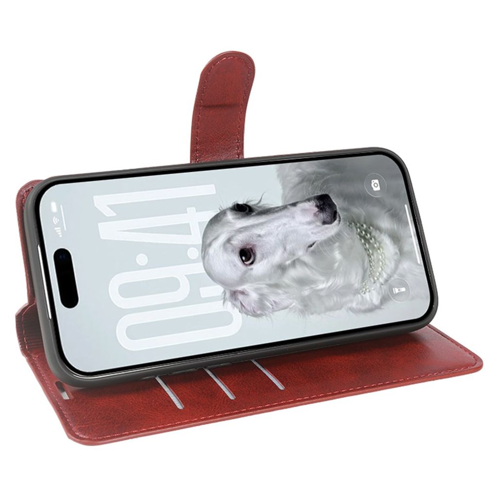 iPhone 18 Pro/17 Pro Plånboksfodral Stativ PU-läder – Röd