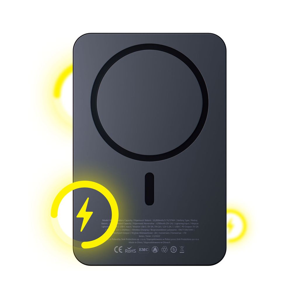 3mk MagSynergy powerbank 10000 mAh med MagSafe – svart