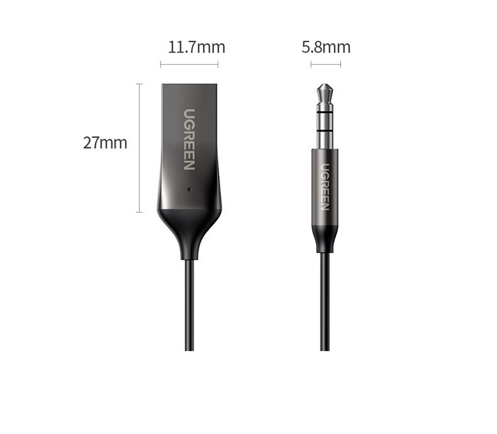 Ugreen Bluetooth 5.3 audio receiver USB-kabel till AUX svart
