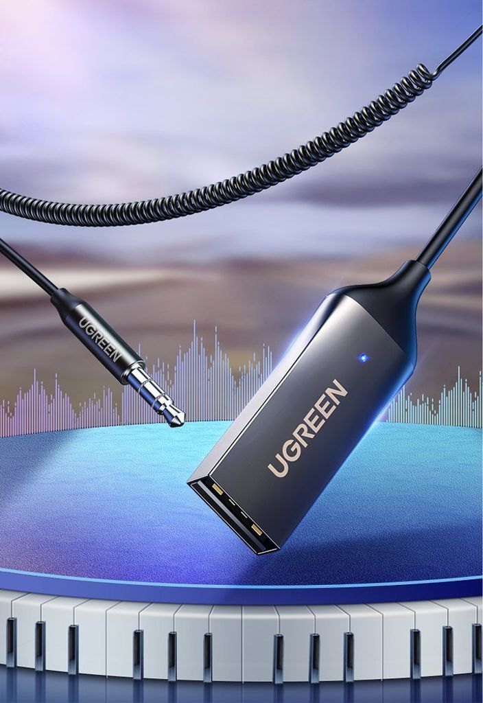 Ugreen Bluetooth 5.3 audio receiver USB-kabel till AUX svart