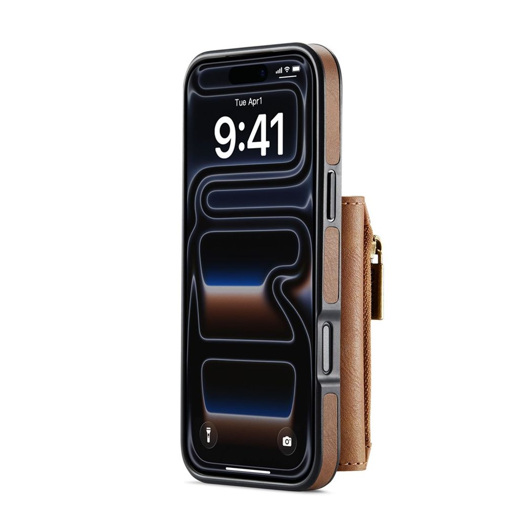 DG.MING iPhone 18 Pro/17 Pro Deksel med Magnetisk Avtakbar Lommebok - Brun