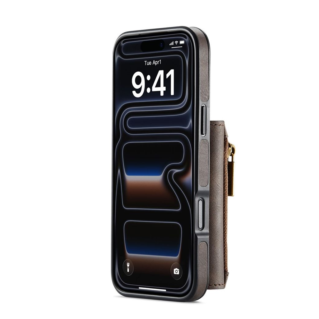 DG.MING iPhone 18 Pro/17 Pro Deksel med Magnetisk Avtakbar Lommebok - Brun