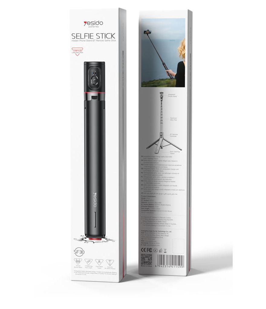 YESIDO SF30 Pop Up Tripod Udtrækkelig Selfiestang – 1,7 m