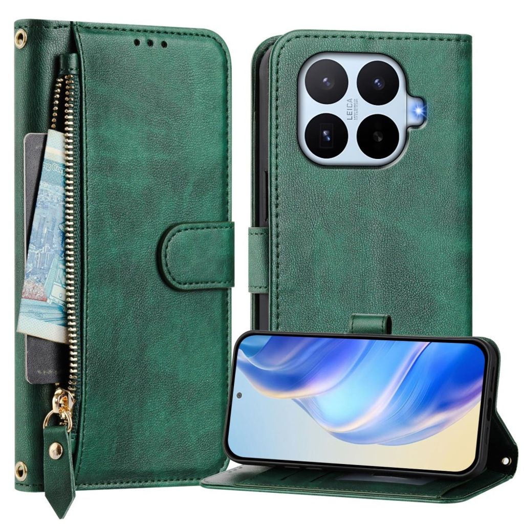 Xiaomi 17T Pro Lompakkokotelo vetoketjulla - Vihreä