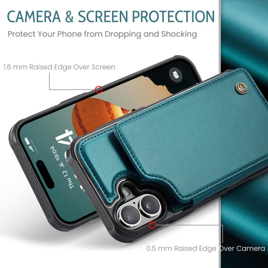 CASEME iPhone 16 Case with 5 Card slots - Green