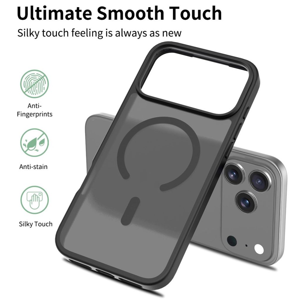 iPhone 18 Pro Max/17 Pro Max-deksel MagSafe-kompatibelt støtsikkert – svart