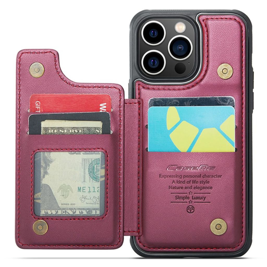 iPhone 13 Pro Lompakkokuori CASEME C22 RFID-estävällä – Punainen