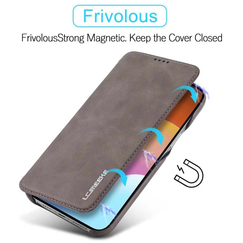 LC.IMEEKE iPhone 15 Wallet Cover Stand/Card Holder/Drop-Proof - Dark Brown