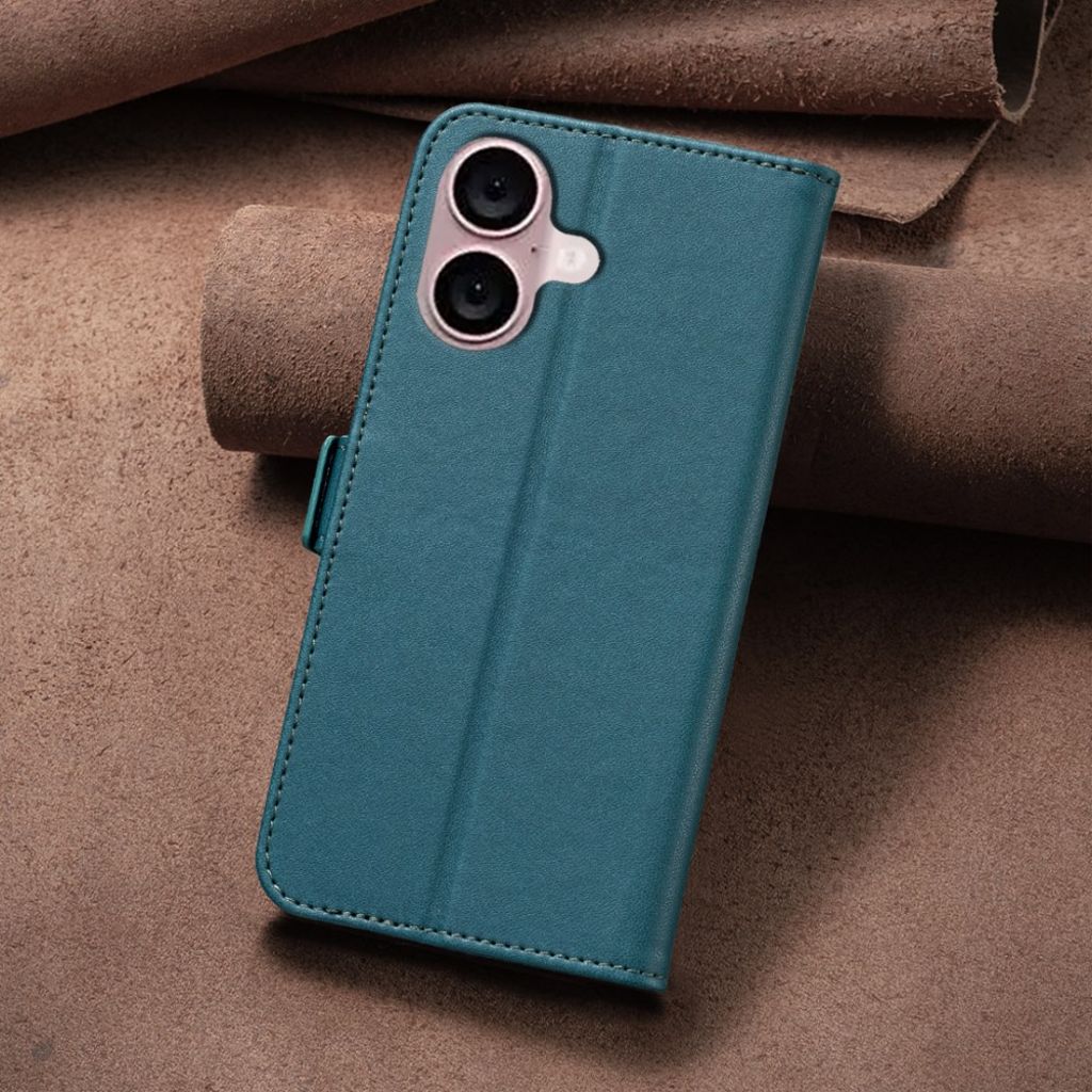 BINFEN COLOR iPhone 16 Wallet Cover Flip with Card Slots – Green