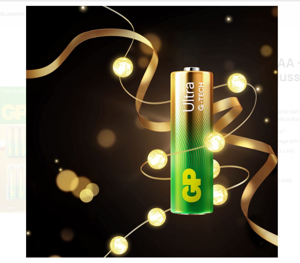 GP Ultra Alkaline 12st AA-batteri + 12st AAA-batteries + 2m Ljusslinga