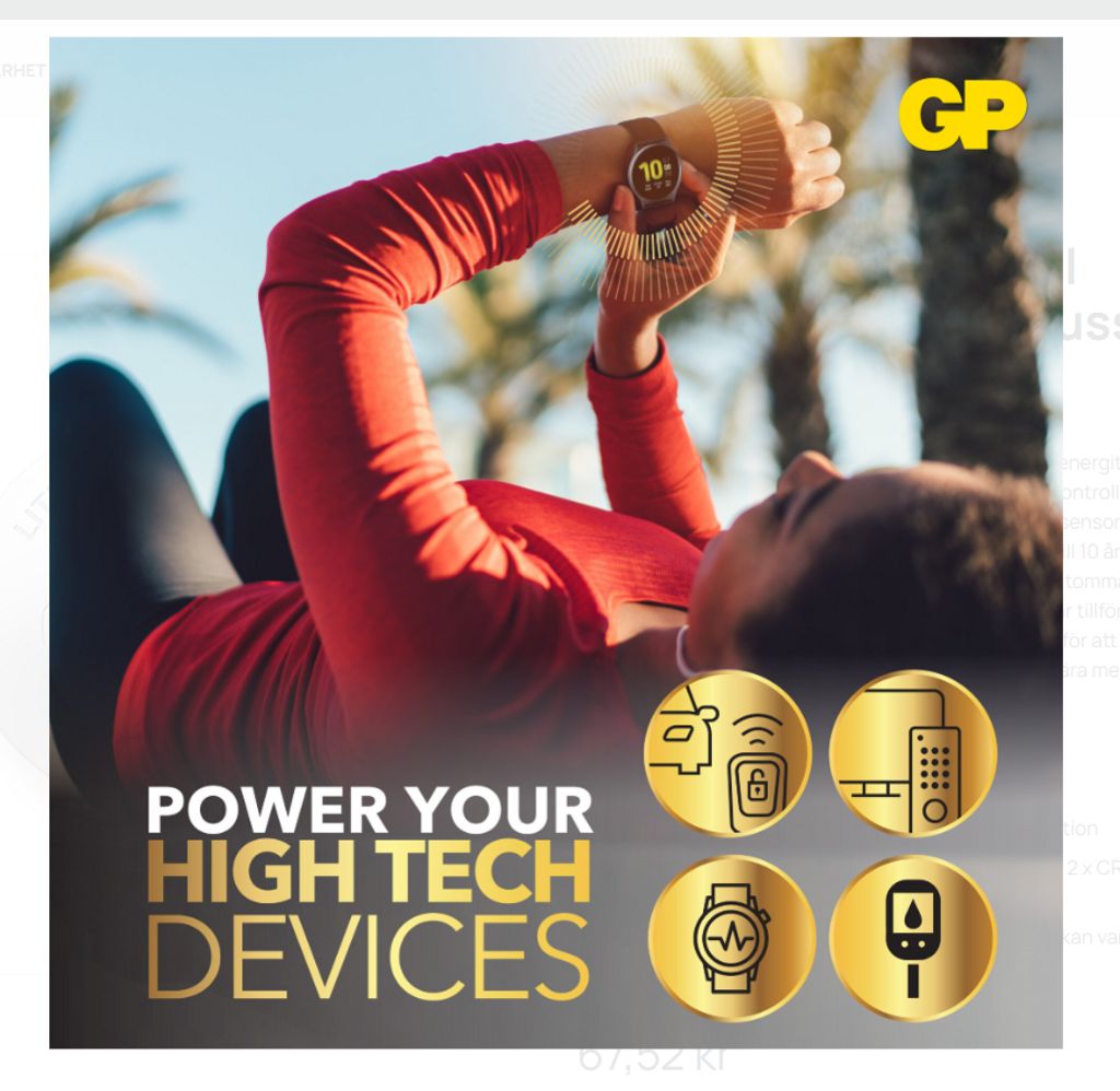 GP Ultra Plus 10 stk. CR2032 batterier + 2 m lyskæde
