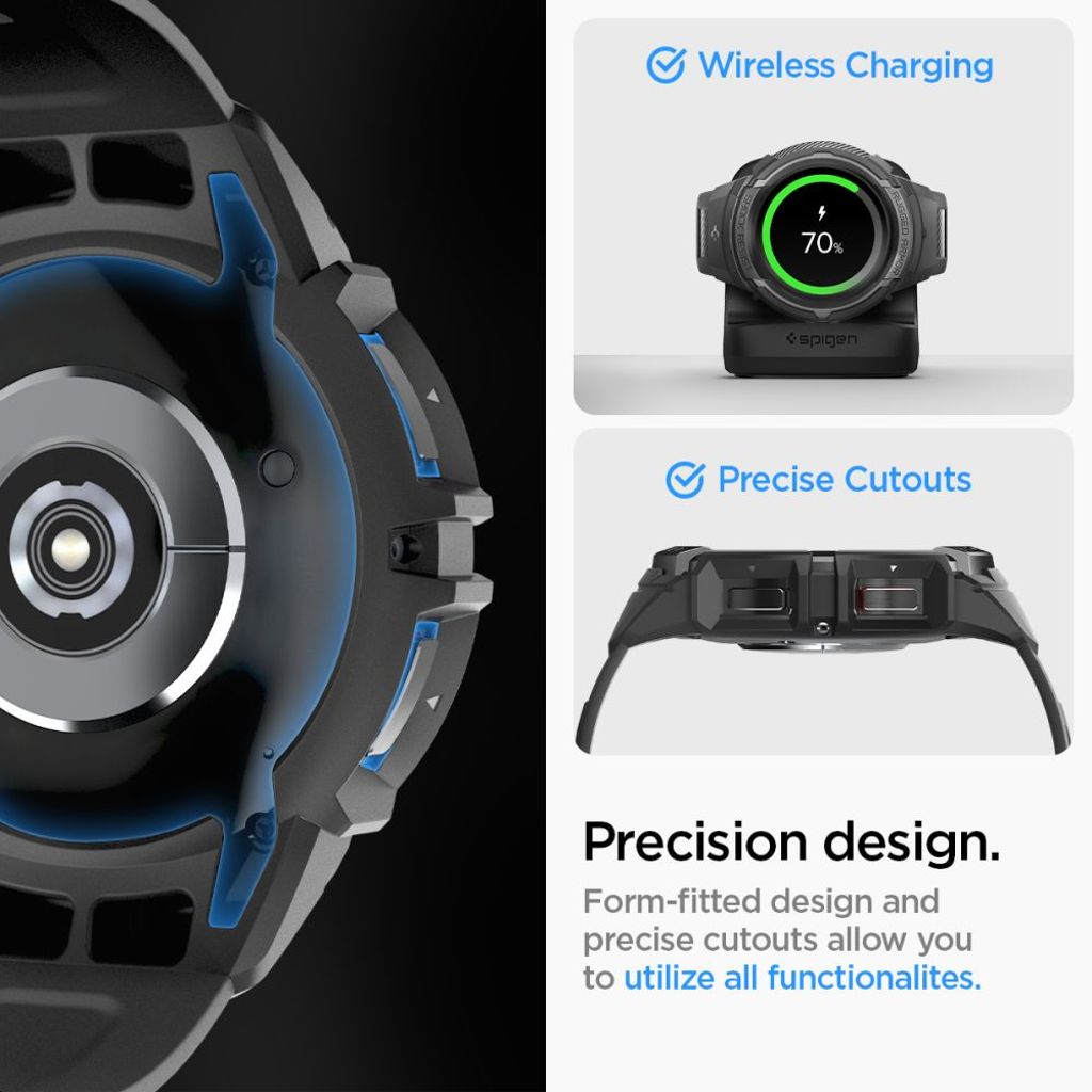 Spigen Rugged Armor Pro Klokkereim & Deksel til Samsung Galaxy Watch 6 Classic 47mm - Svart