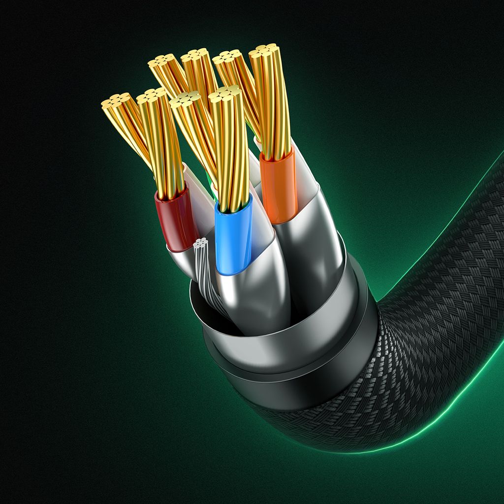 Baseus FAST RJ45 cat.8 nettverkskabel 40Gbps 1m flettet svart