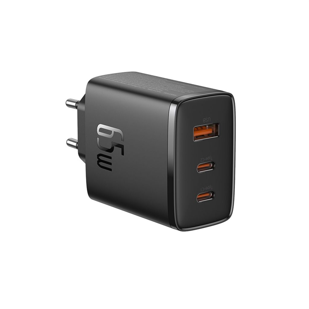 Baseus Cube Pro 65W GaN-lader 2x USB-C USB-A – svart