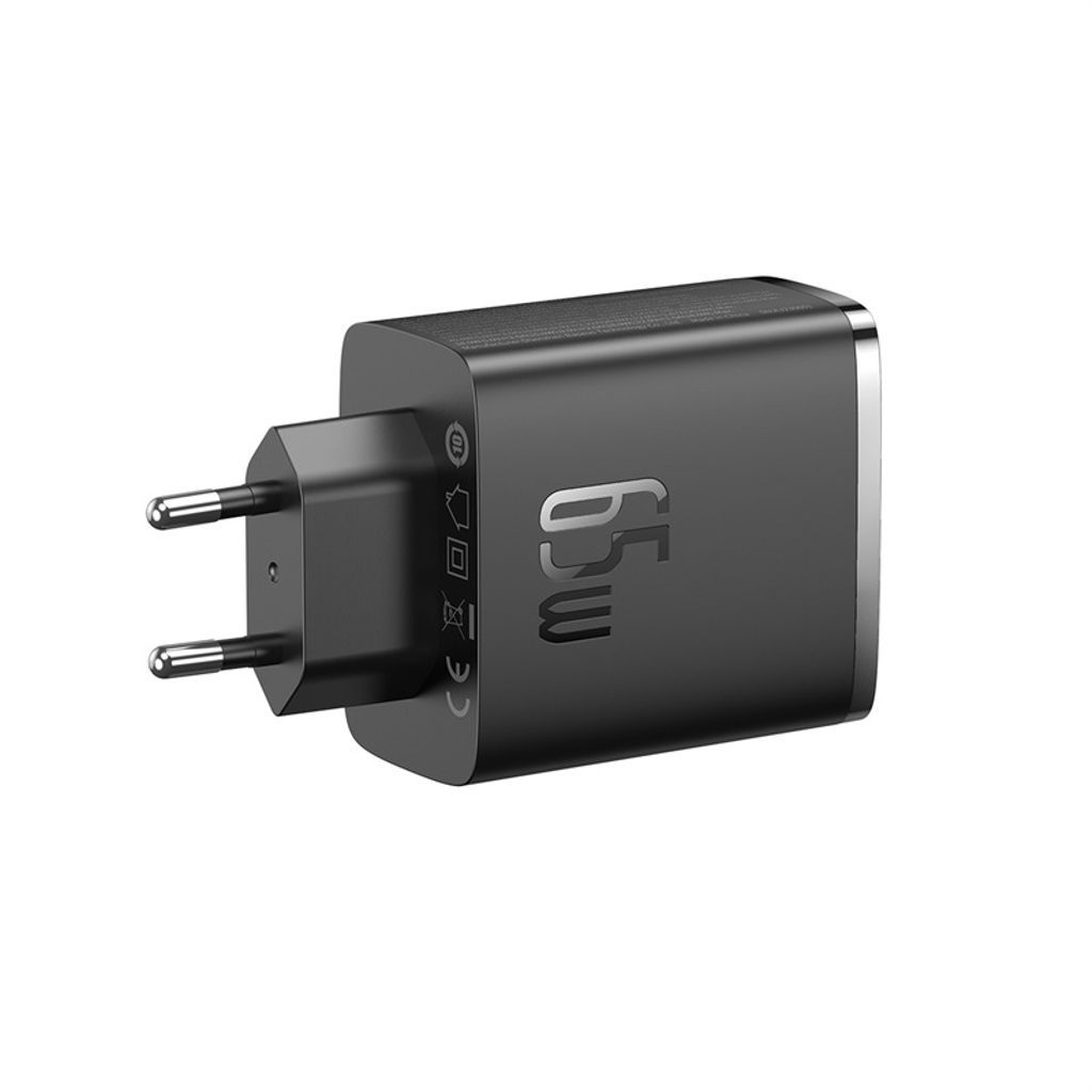 Baseus Cube Pro 65W GaN-lader 2x USB-C USB-A – svart