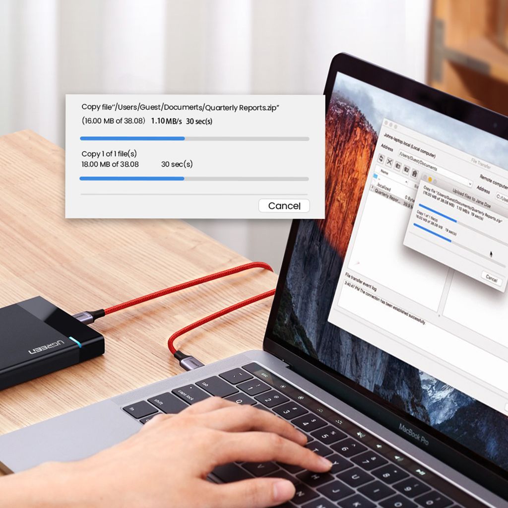 Ugreen US294 USB-C til USB-C kabel 1m rød 3A/480Mb/s