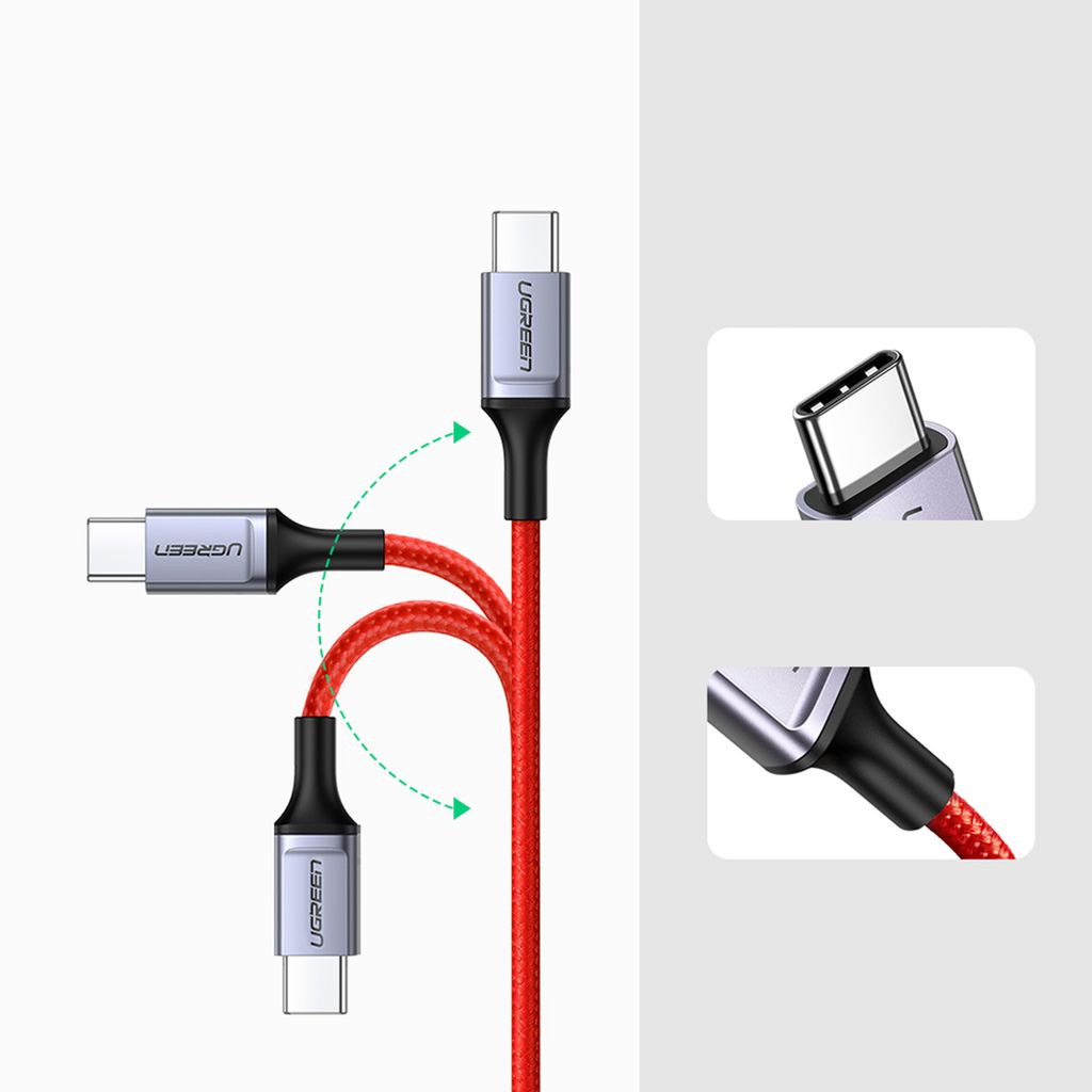 Ugreen US294 USB-C til USB-C kabel 1m rød 3A/480Mb/s