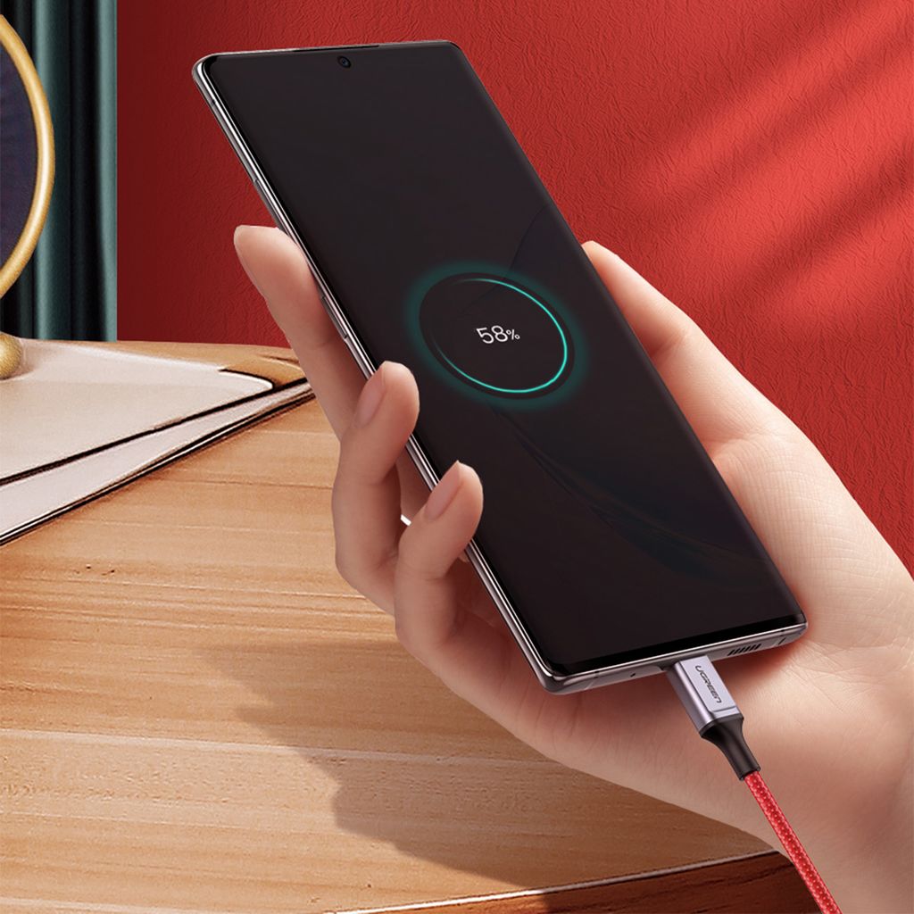 Ugreen US294 USB-C til USB-C kabel 1m rød 3A/480Mb/s