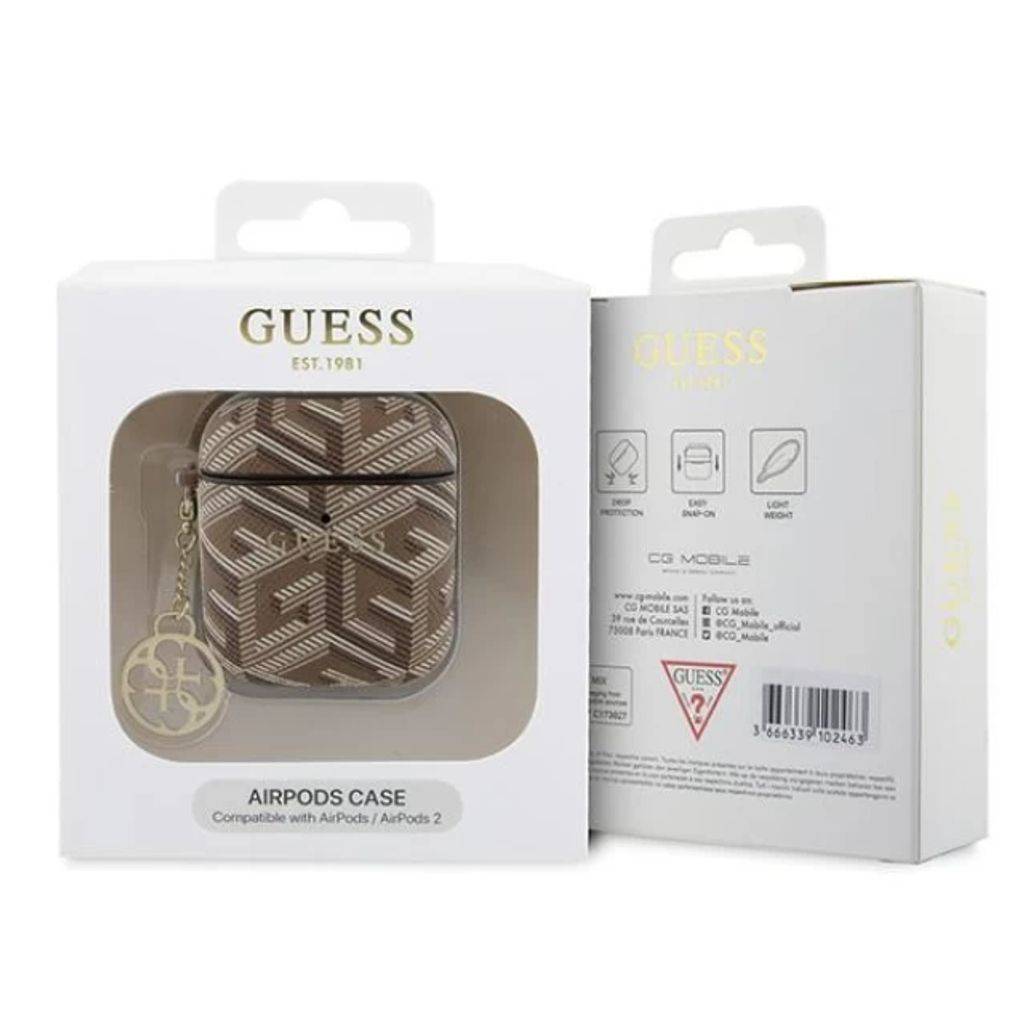 Guess GCube Charm Etui till Airpods 1/2 - Brun