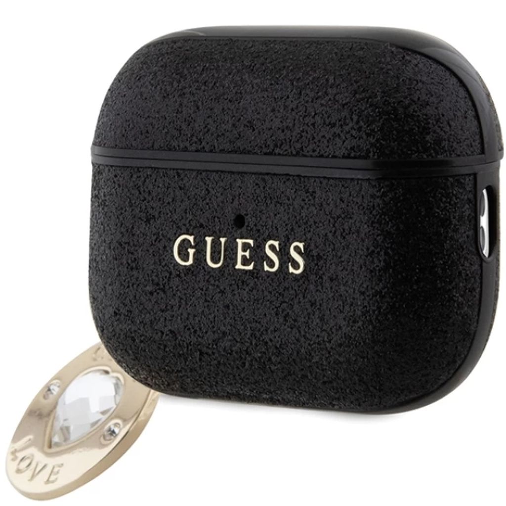 Guess AirPods Pro 2 Glitter Etui med Hjertevedhæng - Sort