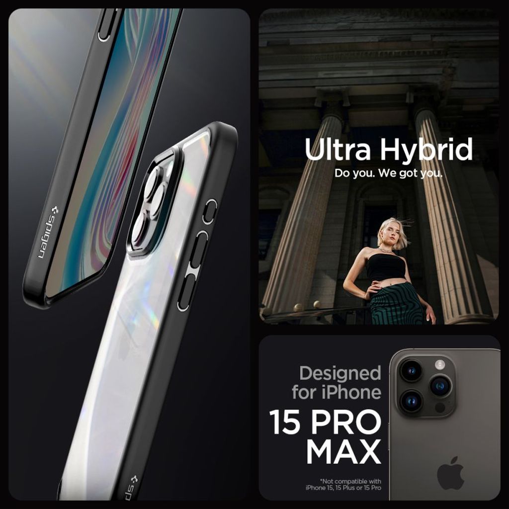 Spigen Ultra Hybrid Deksel til iPhone 15 Pro Max - Matte Black