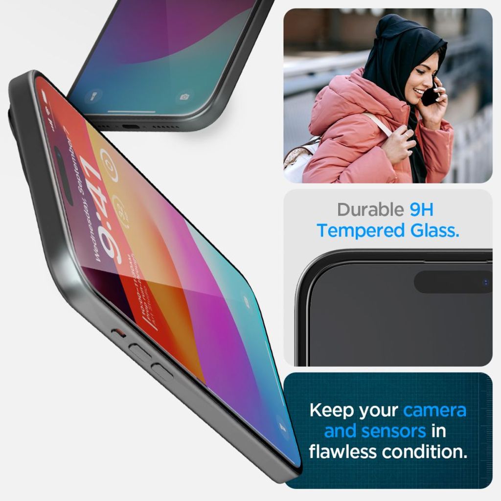 Spigen Glas.tR EZ Fit FC Skjermbeskytter til iPhone 15 Plus