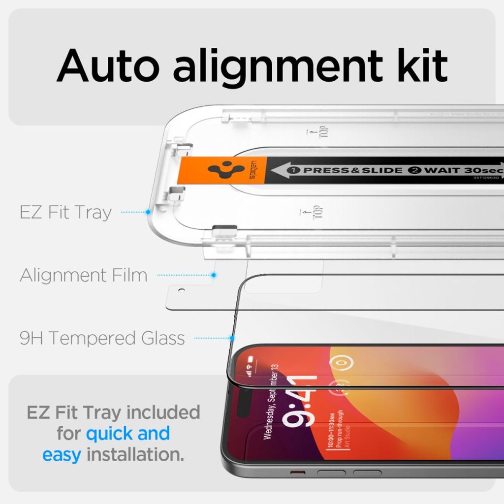 Spigen Glas.tR EZ Fit FC Skjermbeskytter til iPhone 15 Plus