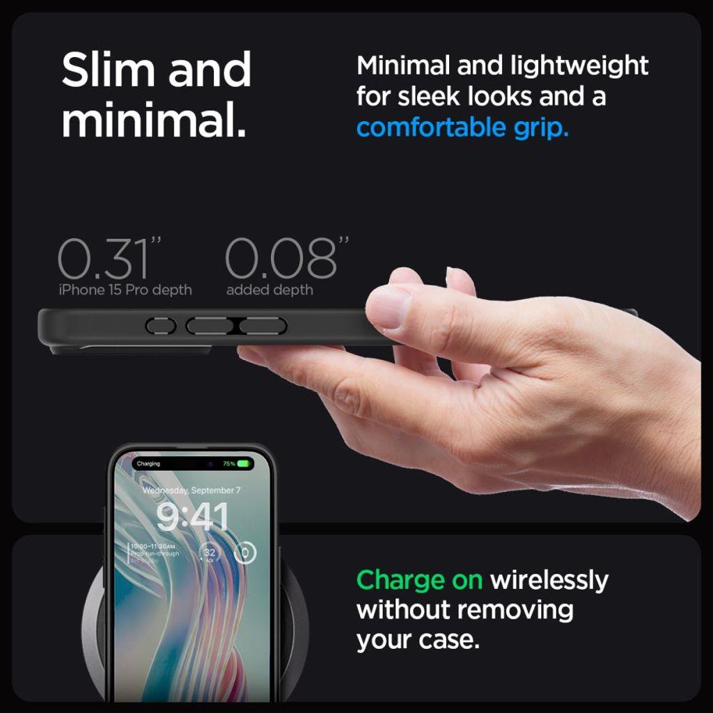 Spigen Ultra Hybrid Deksel til iPhone 15 Pro Max - Gjennomsiktig svart