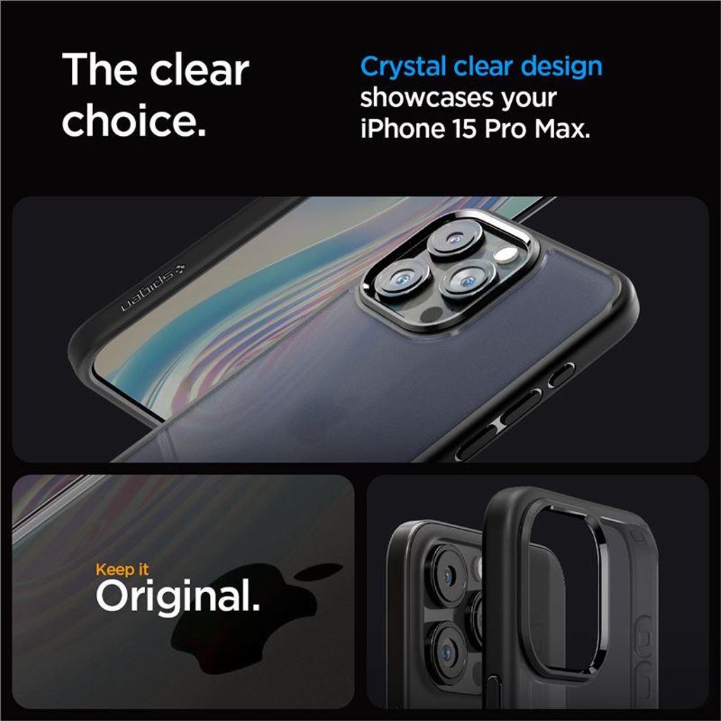 Spigen Ultra Hybrid Deksel til iPhone 15 Pro Max - Gjennomsiktig svart