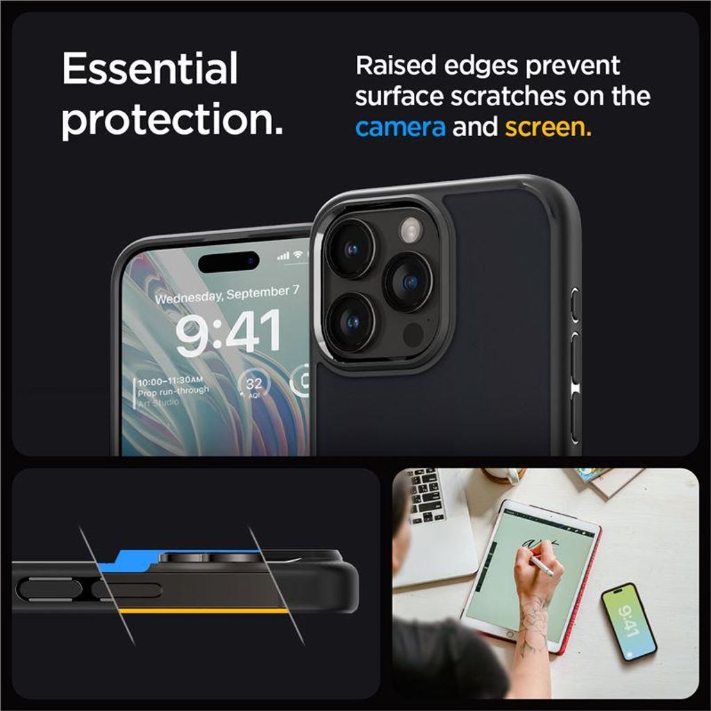Spigen Ultra Hybrid Deksel til iPhone 15 Pro Max - Gjennomsiktig svart
